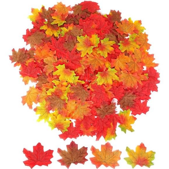 200PCS 8cm/3.1inch Assorted Color Artificial Maple Leaves Fall Leaves Weddings - Picture 1 of 7